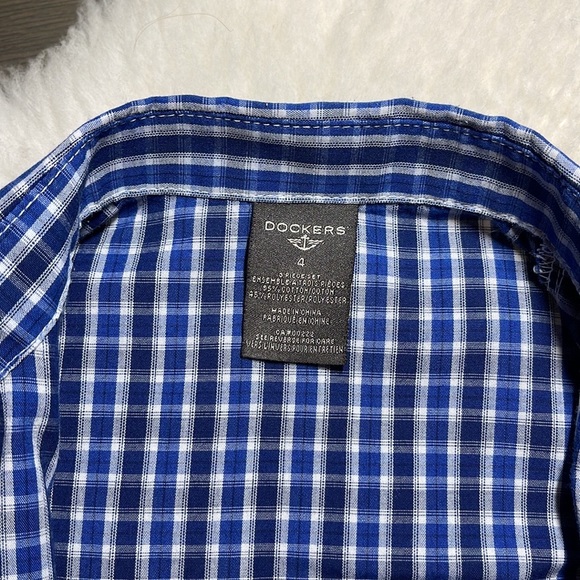 Dockers, Boy’s (size 4) Button-down Plaid Shirt, Blue and White - Picture 10 of 11
